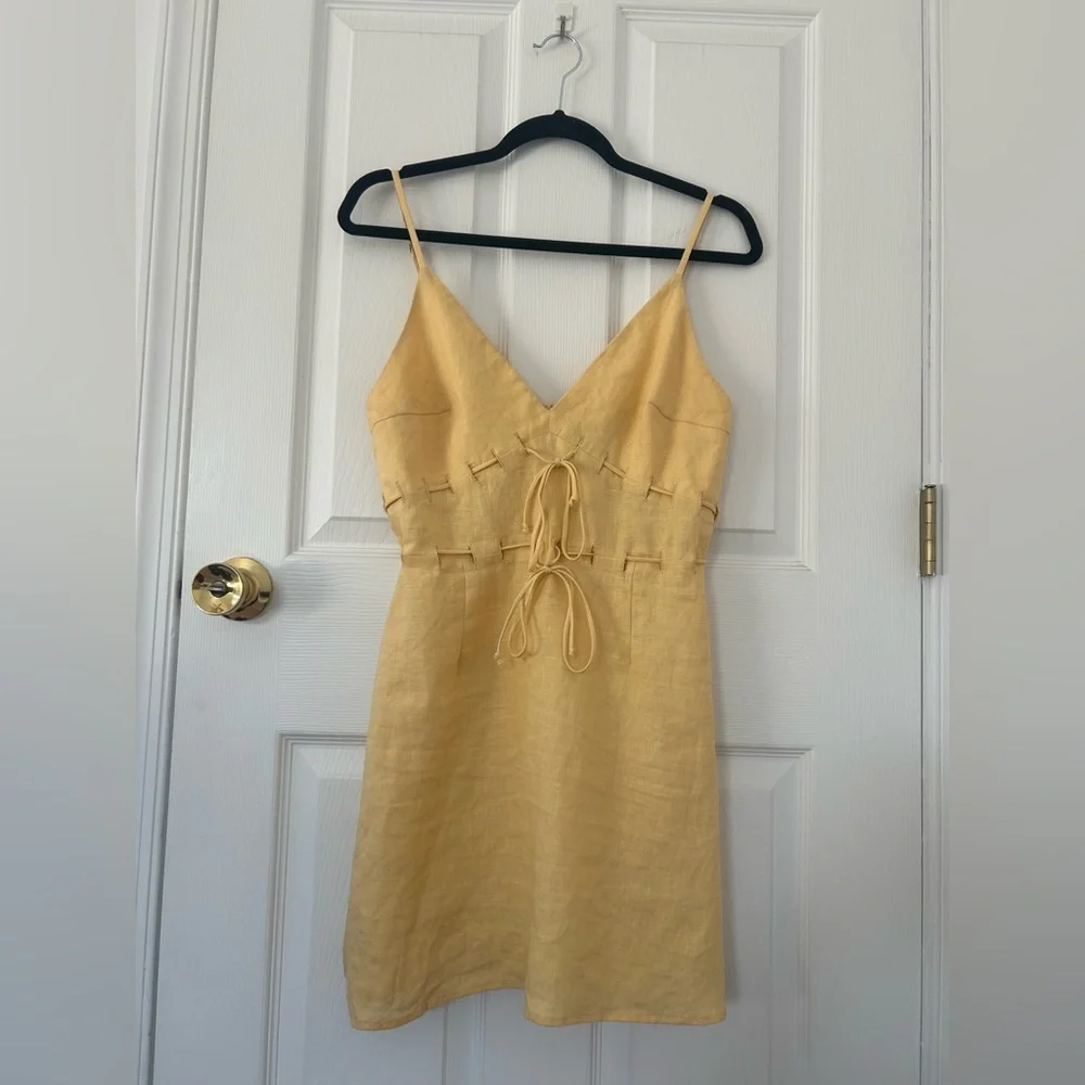 Reformation Clover Linen Dress Buttercup Yellow Size 6 - Picture 13 of 13